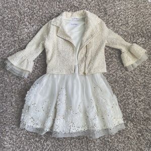 White and gold dress with jacket